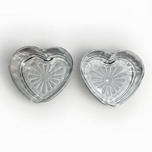 LIBBEY HEART Shape Set Of Two Bowl Candy Dish Valentine Decoration Love Hearts